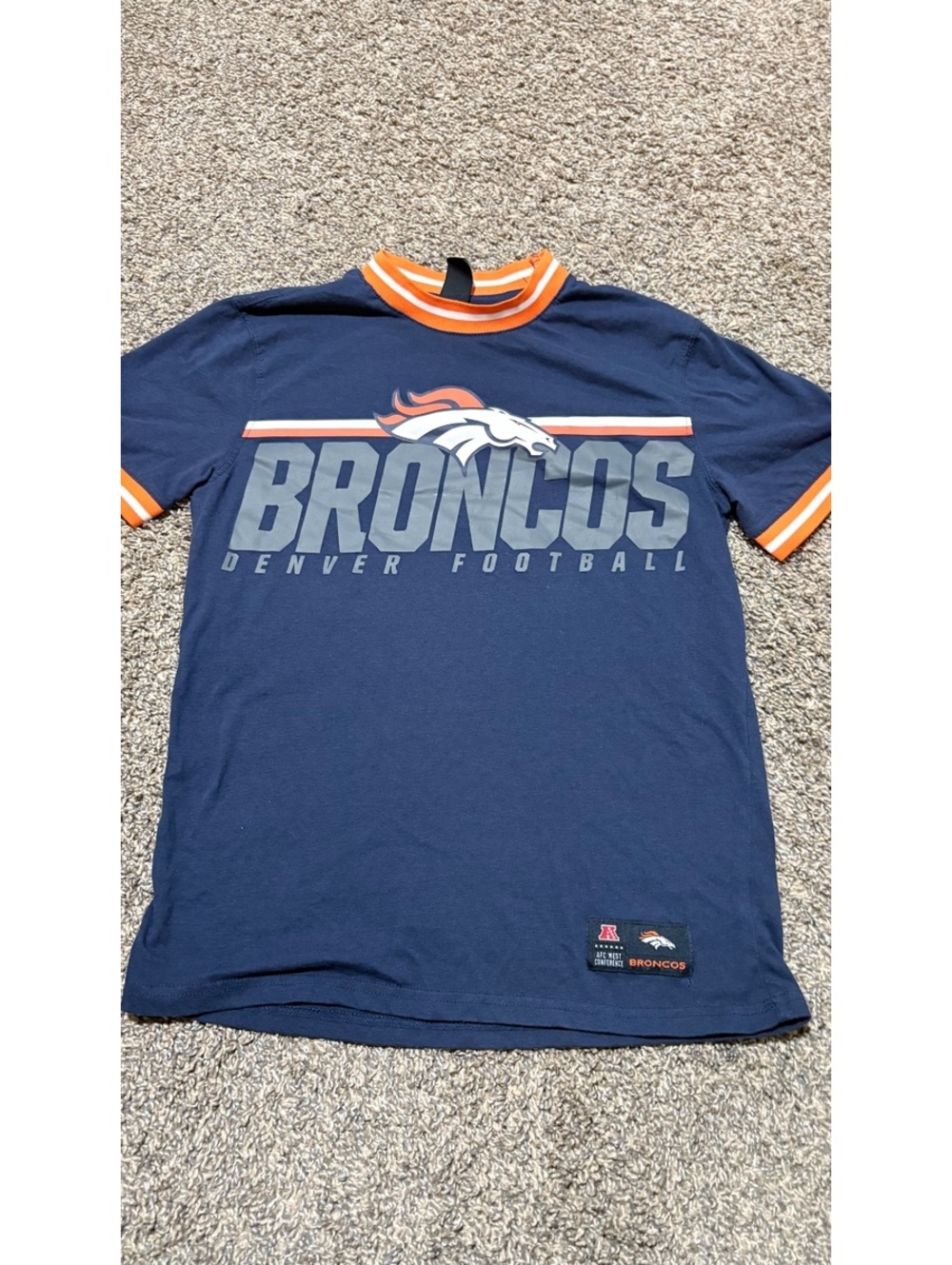 Denver Broncos NFL Football Navy Blue T-Shirt Size S